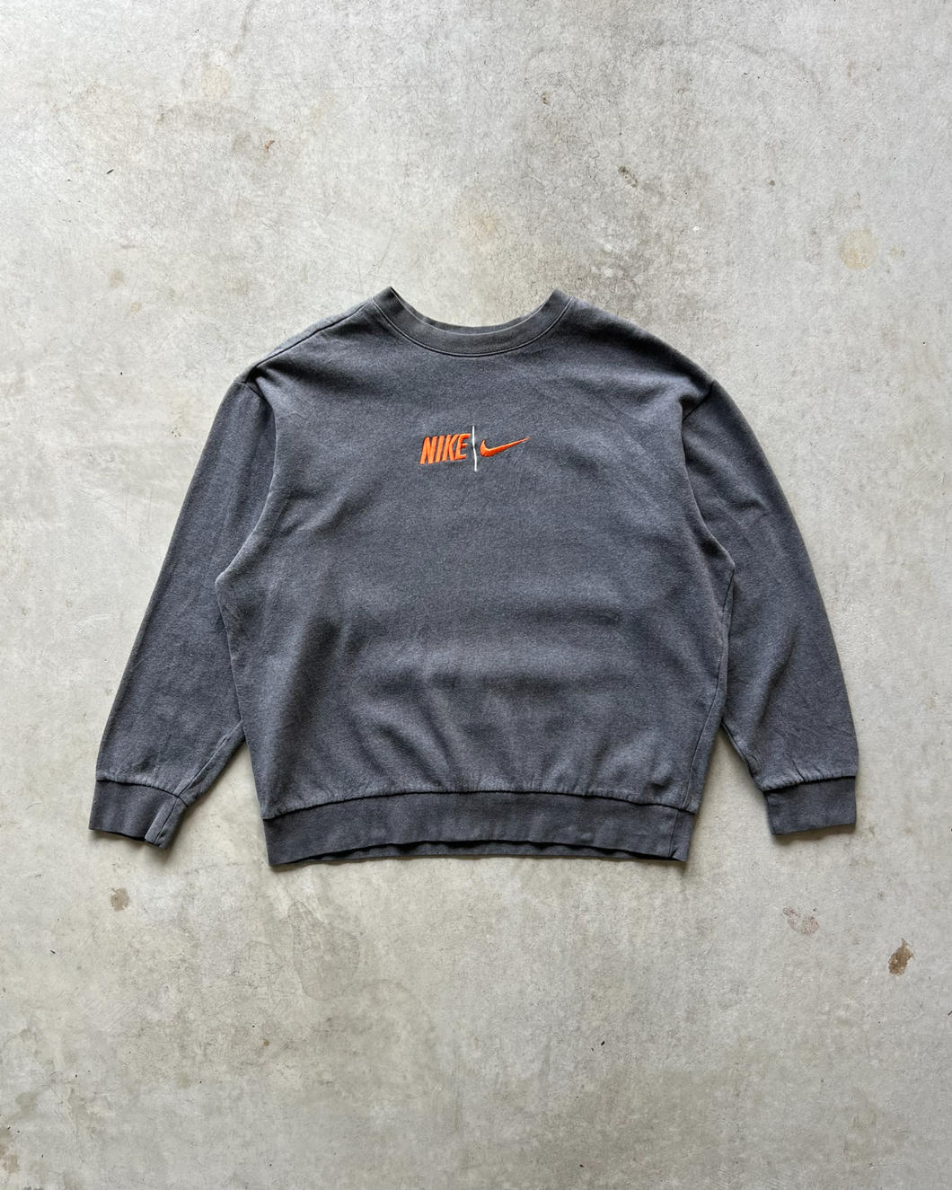 Vintage Nike Grey Spellout Embroidered Sweatshirt - X-LARGE