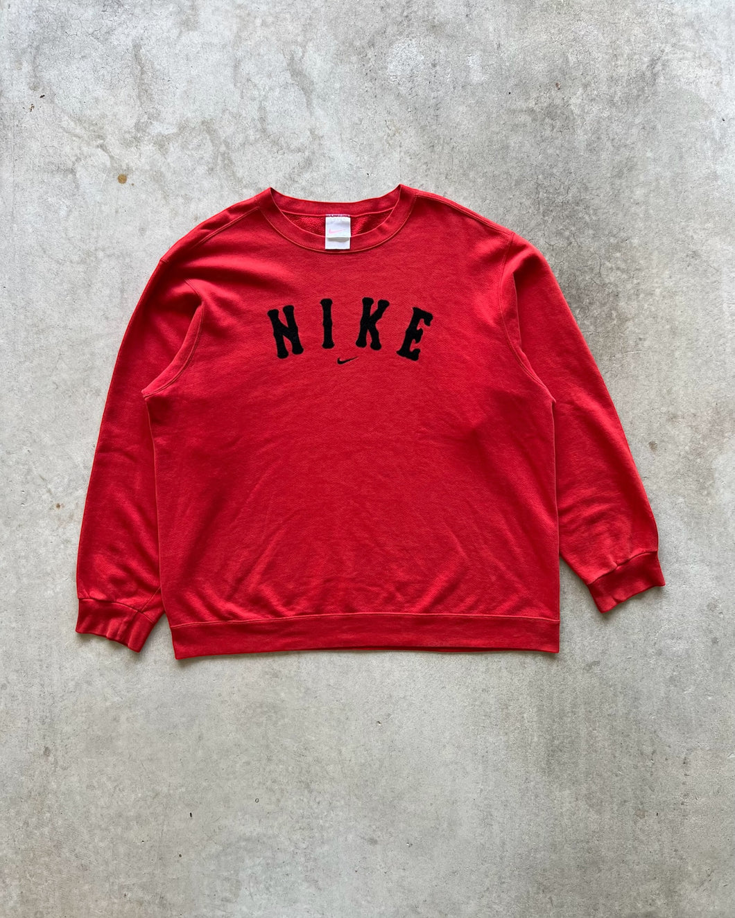 Vintage Nike Red Embroidered Spellout Sweatshirt - XL